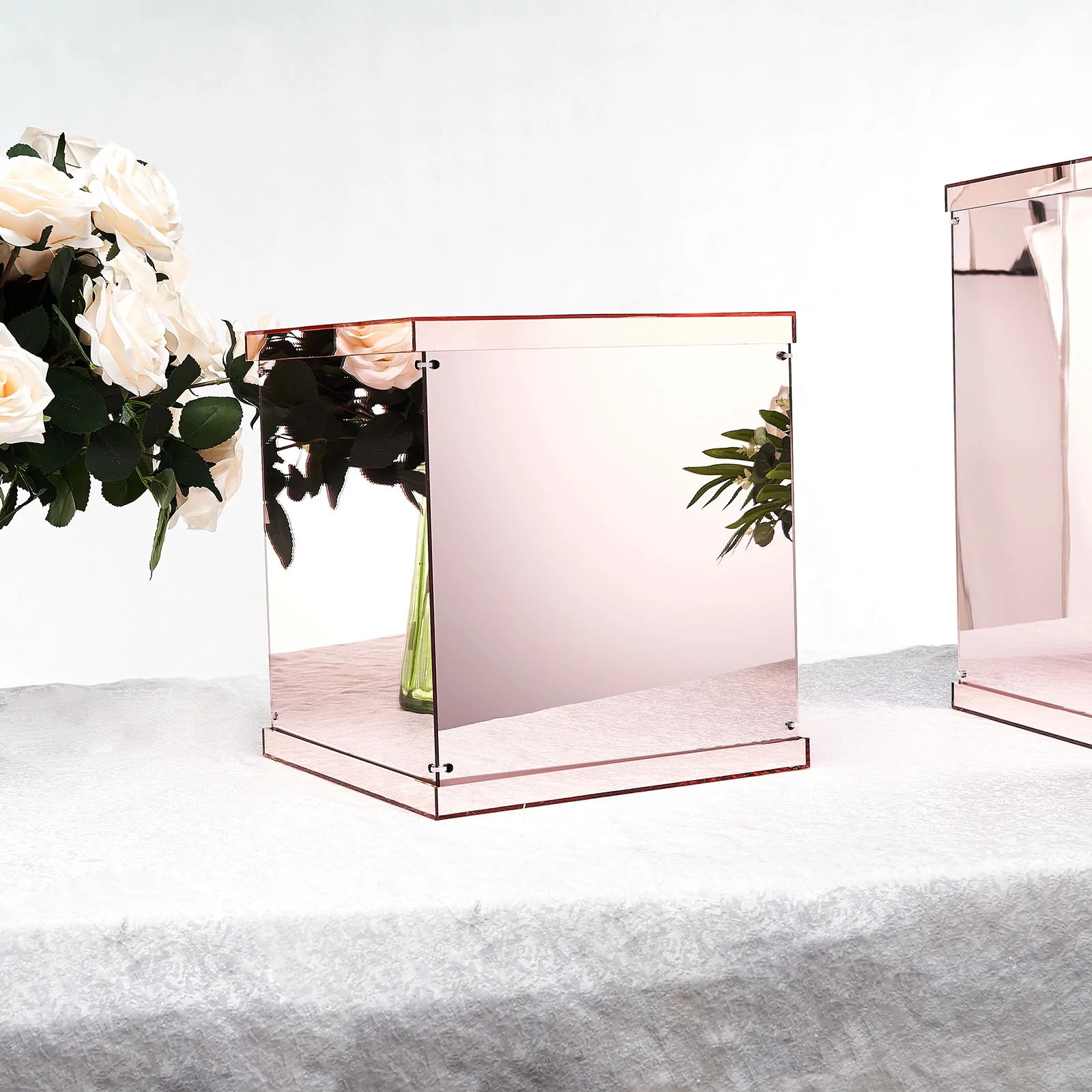 Mirror de oro rosa acrílico para almacenamiento de caja